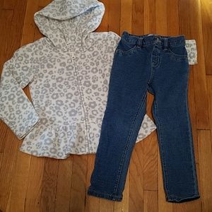 Toddler Girls Fleece Leopard Peplum Jacket Jegging